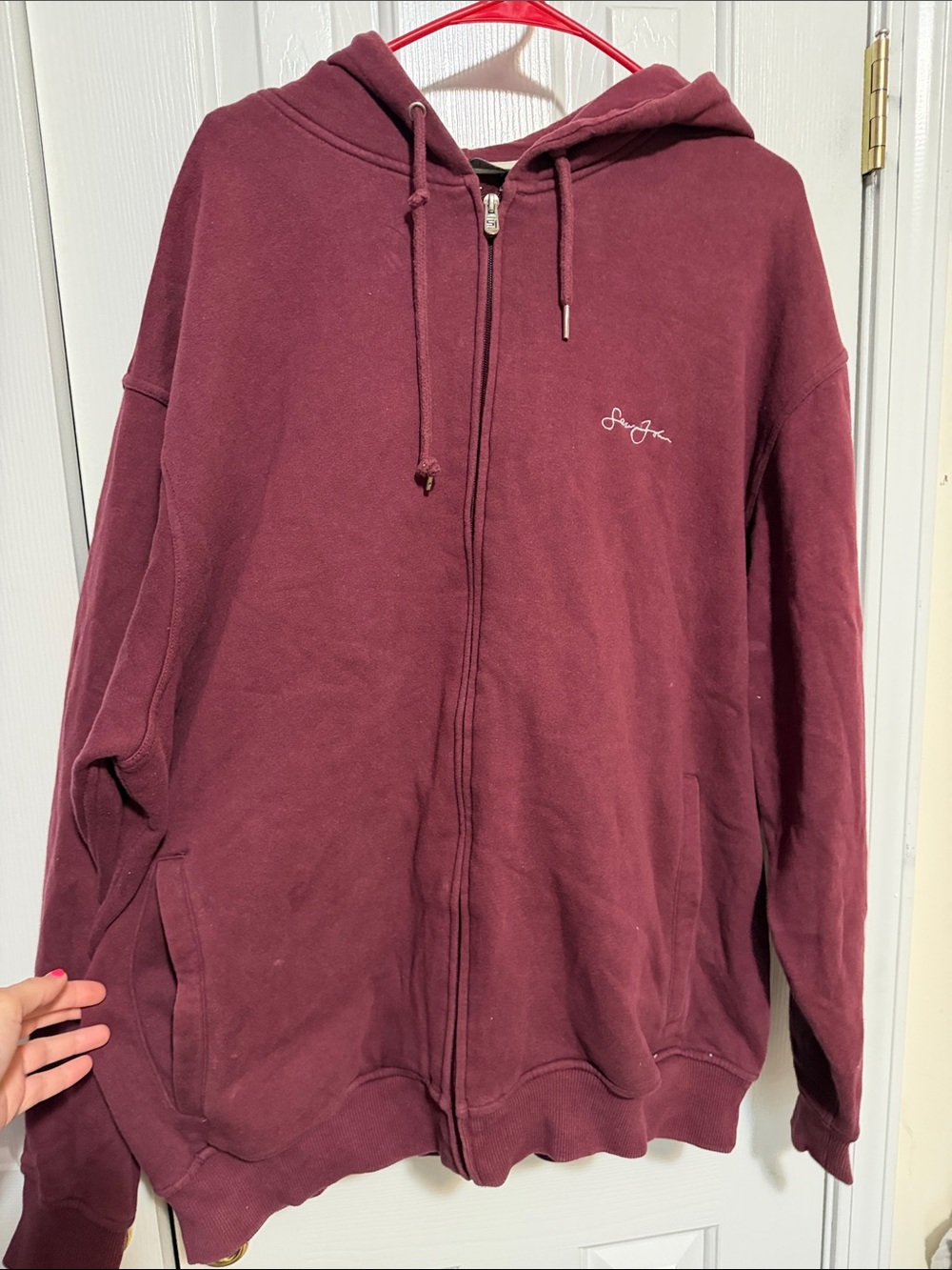 Sean John Burgundy Full-Zip Hoodie